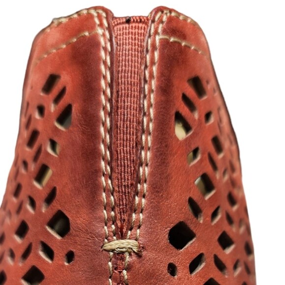 Earth Cascade Leather Red Wedges Sandals Slingback Cutout Cottagecore Boho 7.5 - Picture 11 of 13